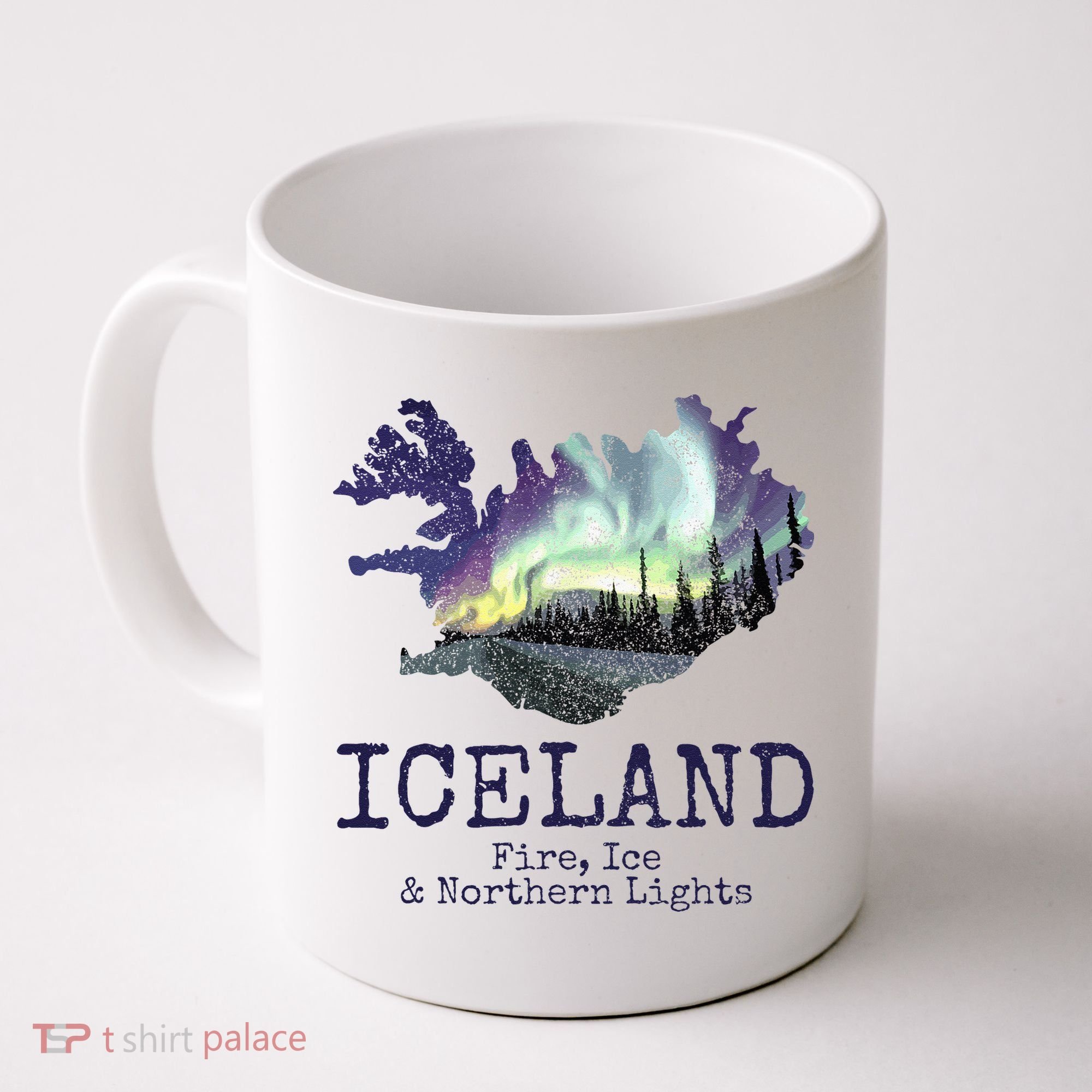 Iceland Map Fire Ice Northern Light Icelandic Souvenir Coffee Mug