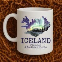 Iceland Map Fire Ice Northern Light Icelandic Souvenir Coffee Mug thumb 2