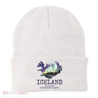 Iceland Map Fire Ice Northern Light Icelandic Souvenir Beanie thumb 0