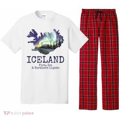 Iceland Map Fire Ice Northern Light Icelandic Souvenir Pajama Set