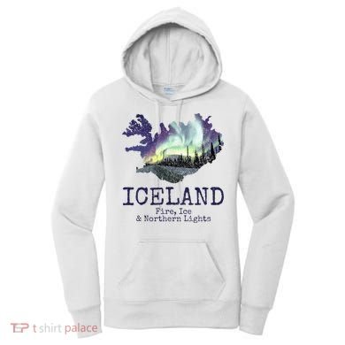 Iceland Map Fire Ice Northern Light Icelandic Souvenir Women's Hoodie