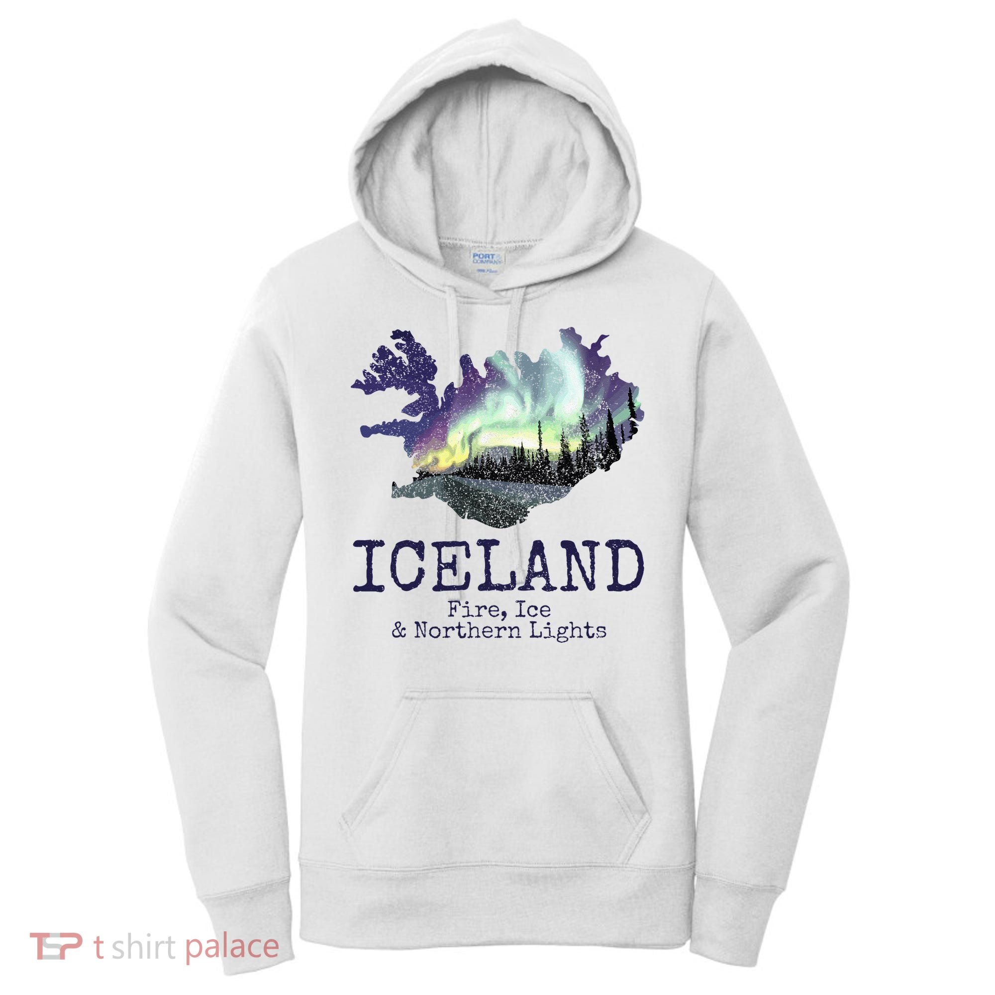 Iceland Map Fire Ice Northern Light Icelandic Souvenir Women's Hoodie