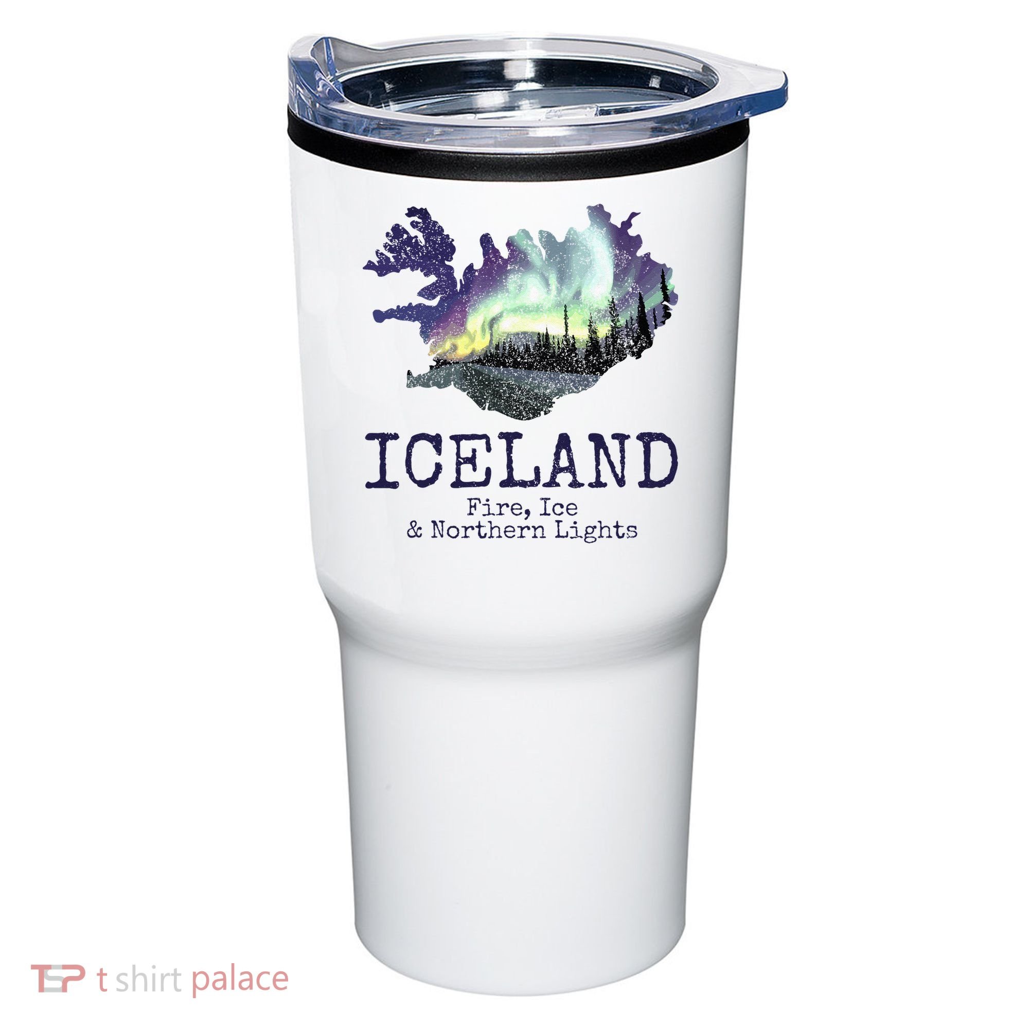 Iceland Map Fire Ice Northern Light Icelandic Souvenir Tumbler