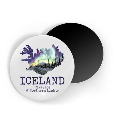 Iceland Map Fire Ice Northern Light Icelandic Souvenir Magnet