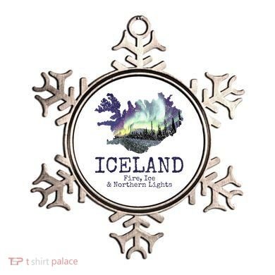 Iceland Map Fire Ice Northern Light Icelandic Souvenir Ornament