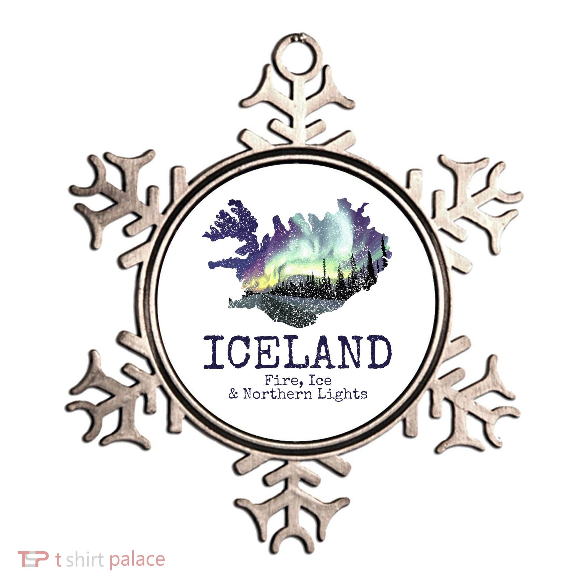 Iceland Map Fire Ice Northern Light Icelandic Souvenir Ornament