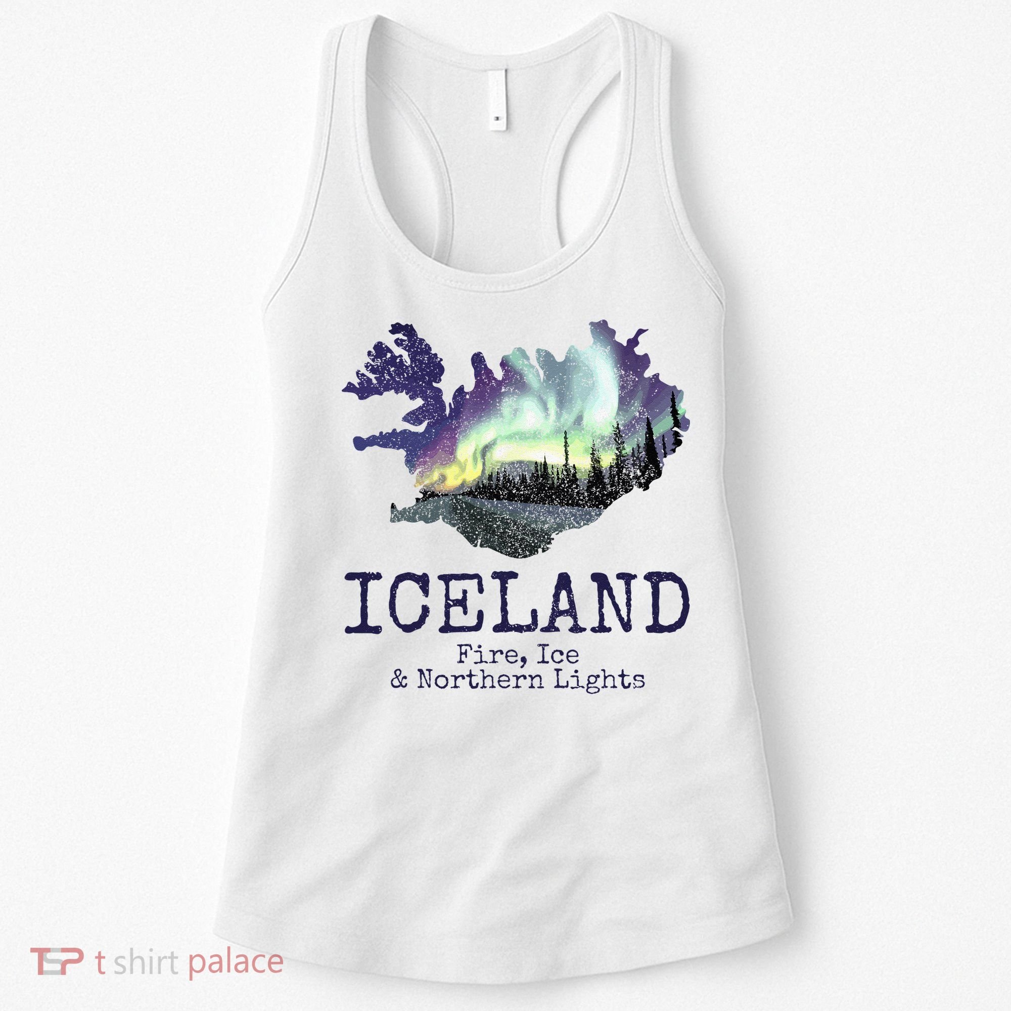 Iceland Map Fire Ice Northern Light Icelandic Souvenir Women's Tank Top