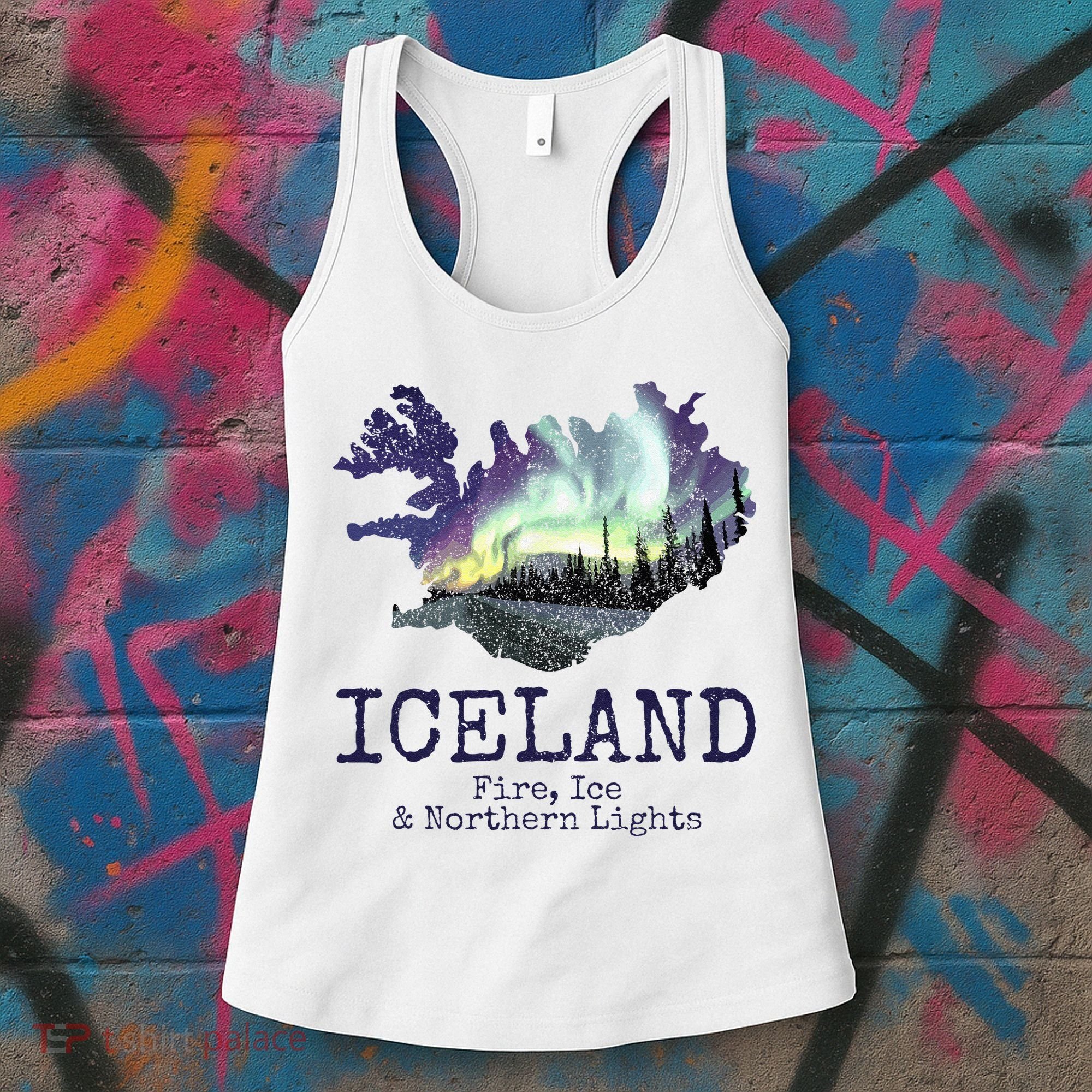 Iceland Map Fire Ice Northern Light Icelandic Souvenir Women's Tank Top
