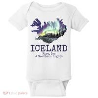 Iceland Map Fire Ice Northern Light Icelandic Souvenir Baby Bodysuit thumb 0