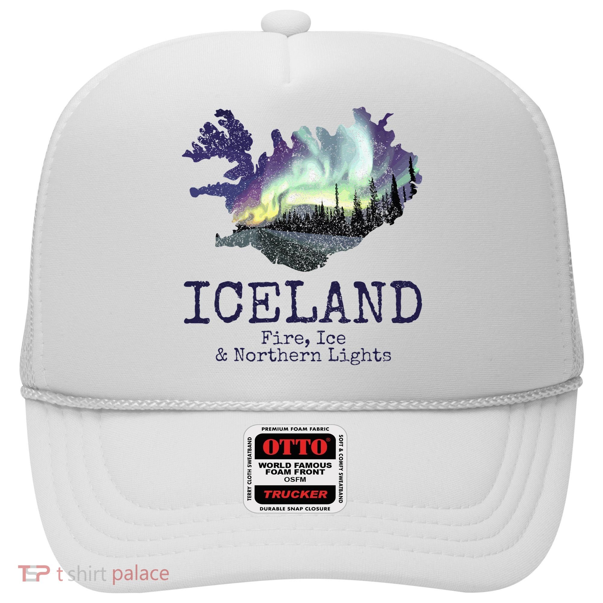 Iceland Map Fire Ice Northern Light Icelandic Souvenir Hat