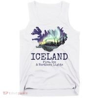 Iceland Map Fire Ice Northern Light Icelandic Souvenir Tank Top thumb 0