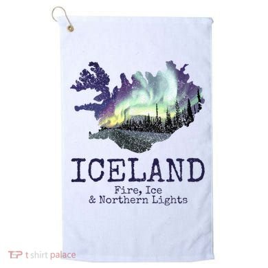 Iceland Map Fire Ice Northern Light Icelandic Souvenir Golf Towel