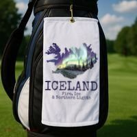 Iceland Map Fire Ice Northern Light Icelandic Souvenir Golf Towel thumb 2