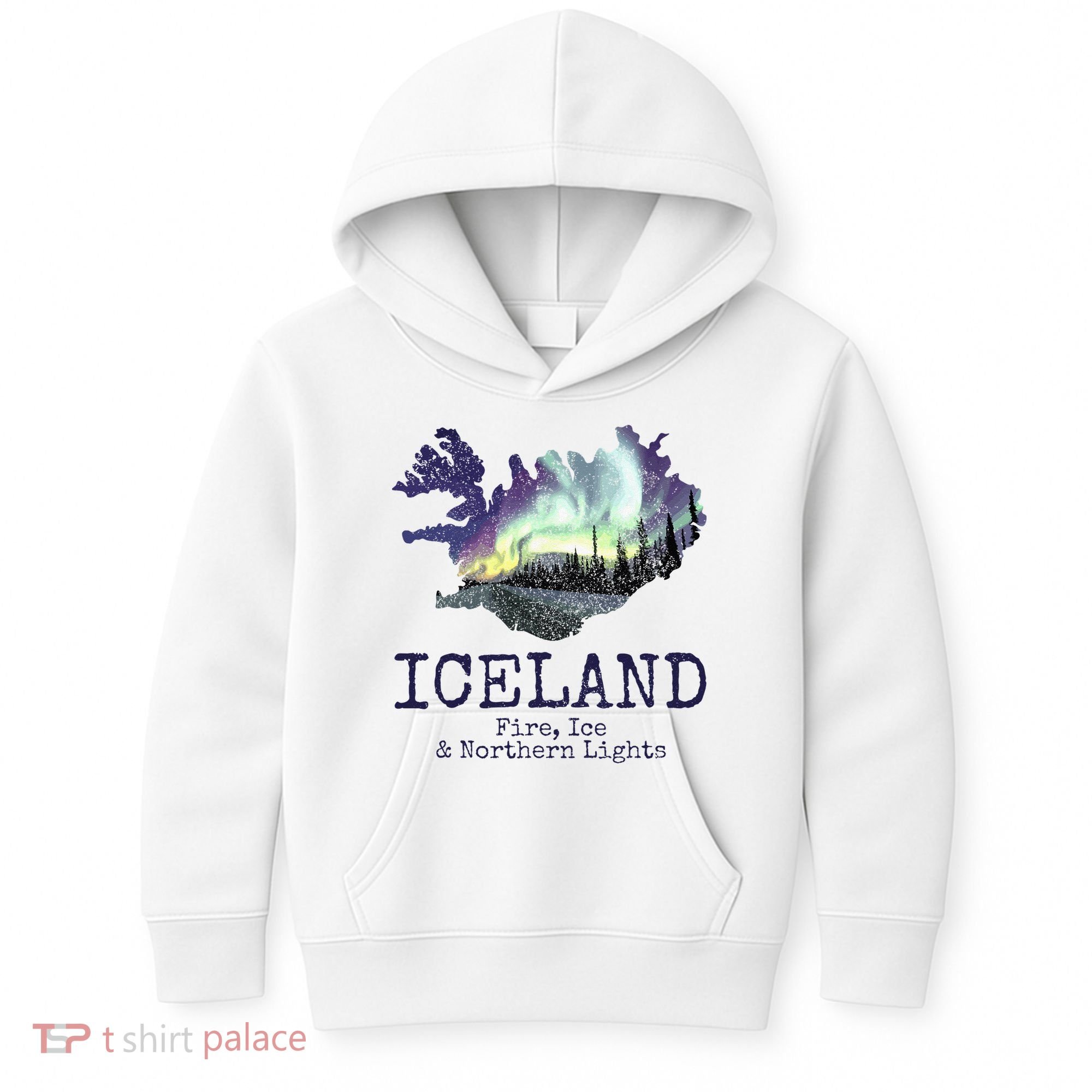 Iceland Map Fire Ice Northern Light Icelandic Souvenir Kids Hoodie