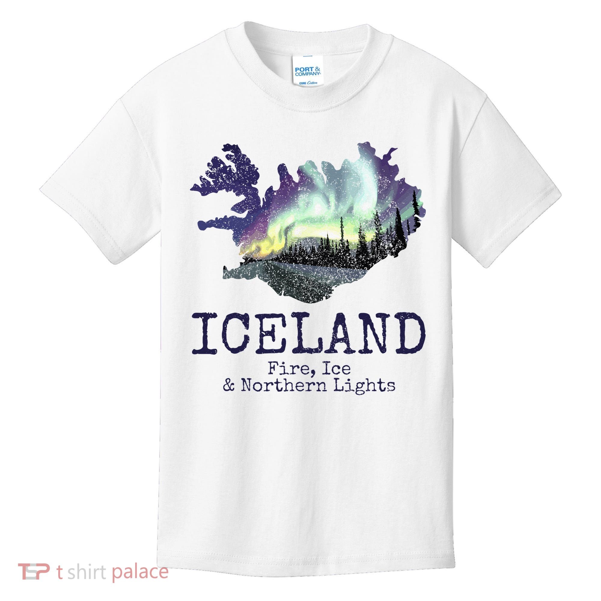 Iceland Map Fire Ice Northern Light Icelandic Souvenir Kids T-Shirt