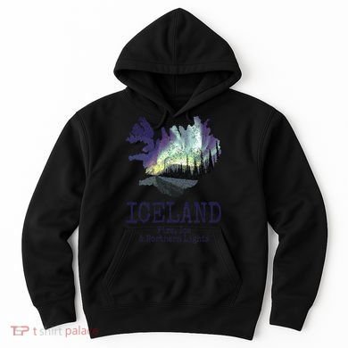 Iceland Map Fire Ice Northern Light Icelandic Souvenir Hoodie