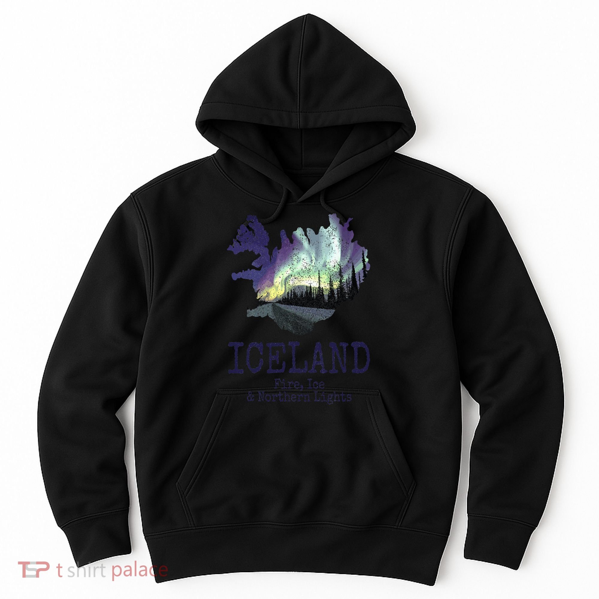 Iceland Map Fire Ice Northern Light Icelandic Souvenir Hoodie