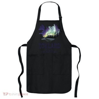 Iceland Map Fire Ice Northern Light Icelandic Souvenir Apron