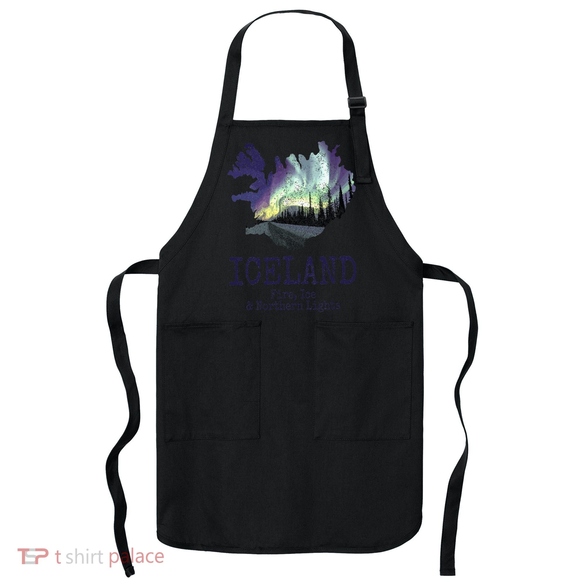 Iceland Map Fire Ice Northern Light Icelandic Souvenir Apron