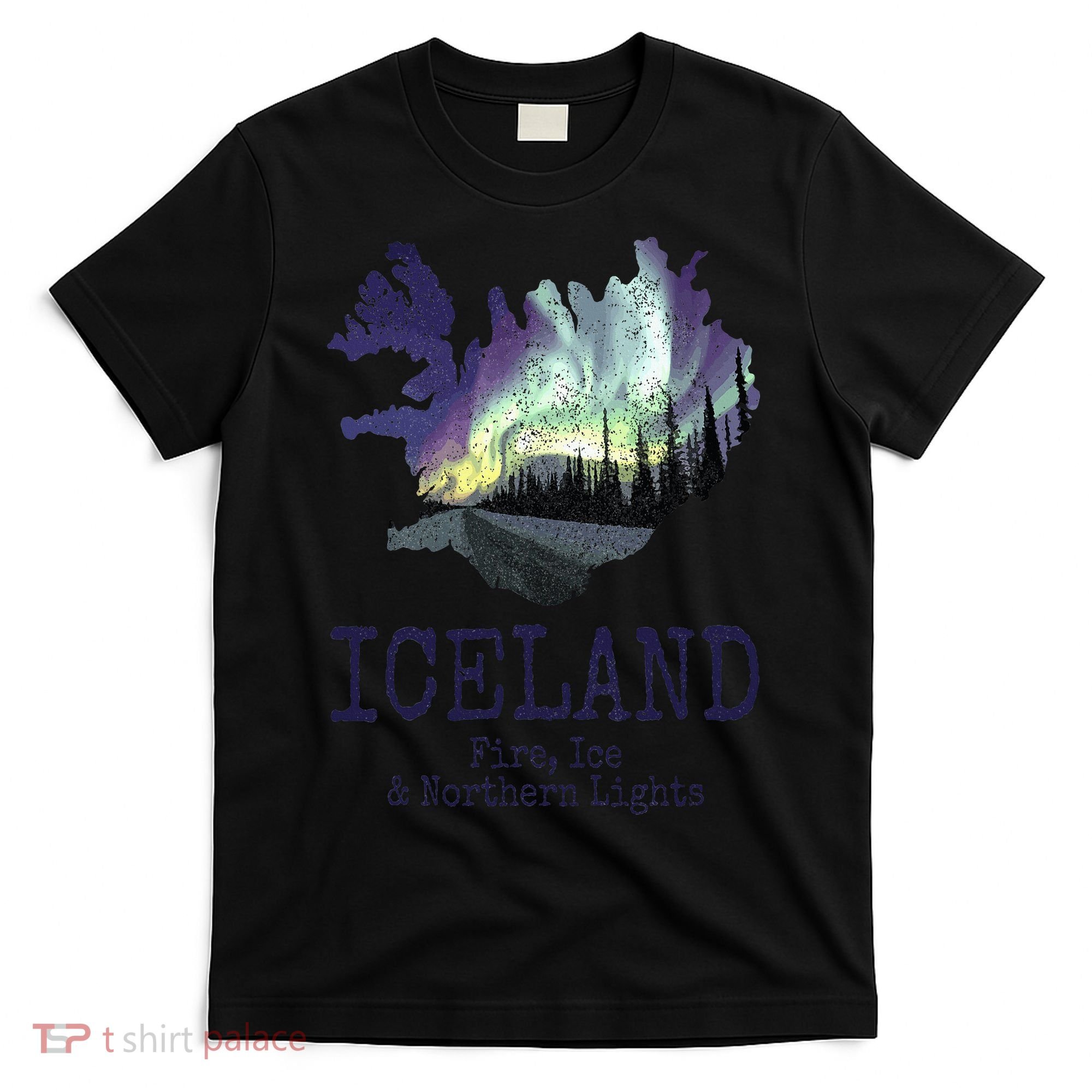 Iceland Map Fire Ice Northern Light Icelandic Souvenir T-Shirt