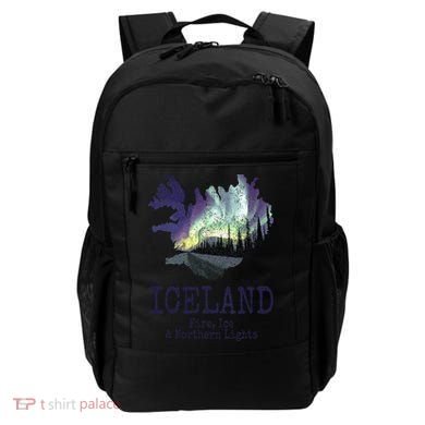 Iceland Map Fire Ice Northern Light Icelandic Souvenir Backpack