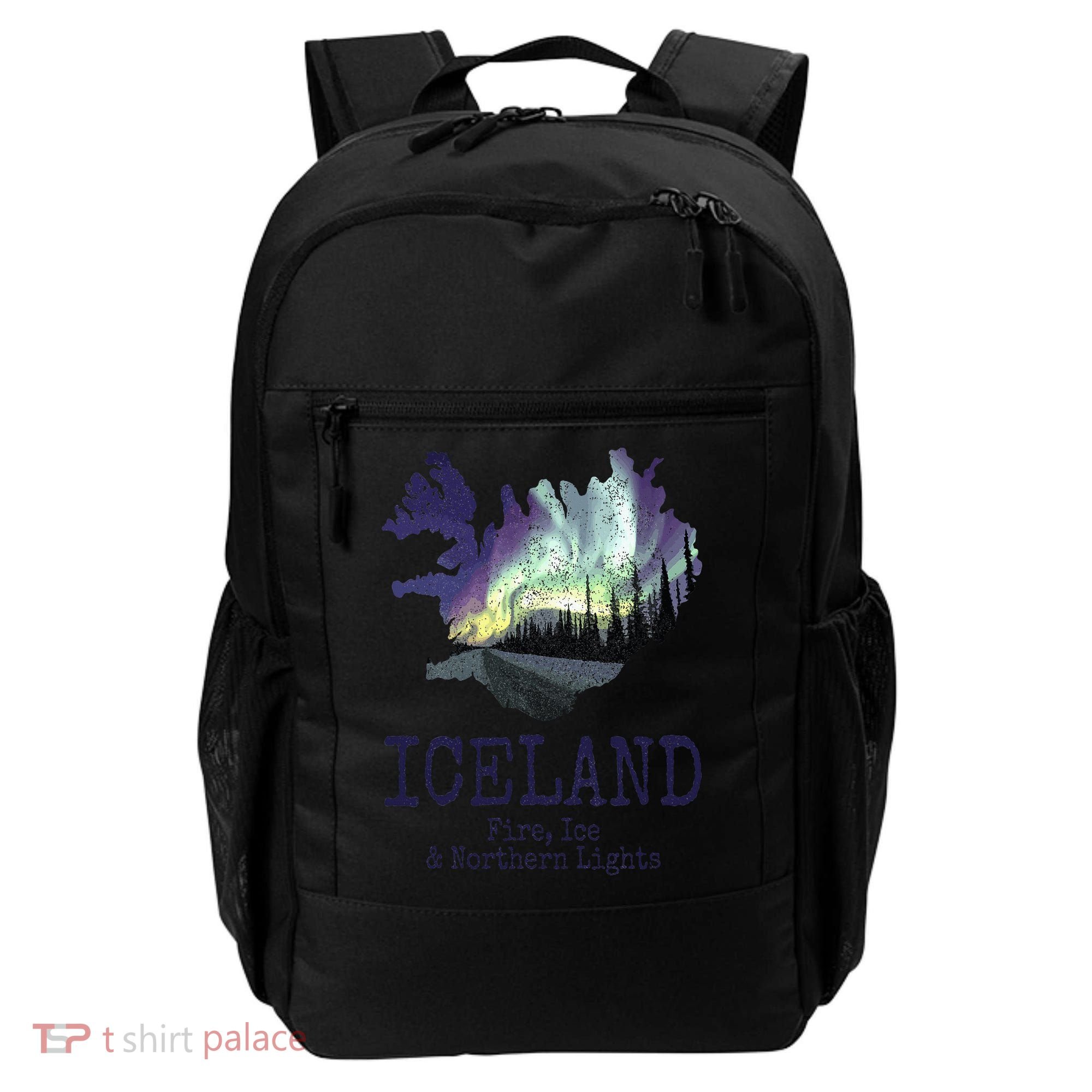 Iceland Map Fire Ice Northern Light Icelandic Souvenir Backpack