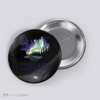 Iceland Map Fire Ice Northern Light Icelandic Souvenir Button thumb 0
