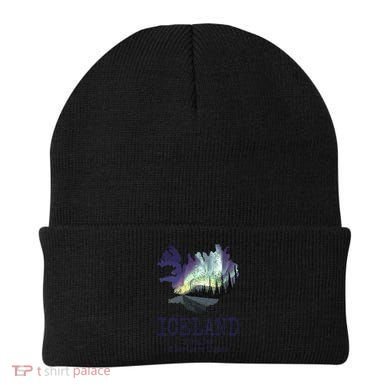 Iceland Map Fire Ice Northern Light Icelandic Souvenir Beanie