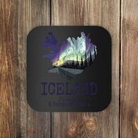 Iceland Map Fire Ice Northern Light Icelandic Souvenir Coaster thumb 0