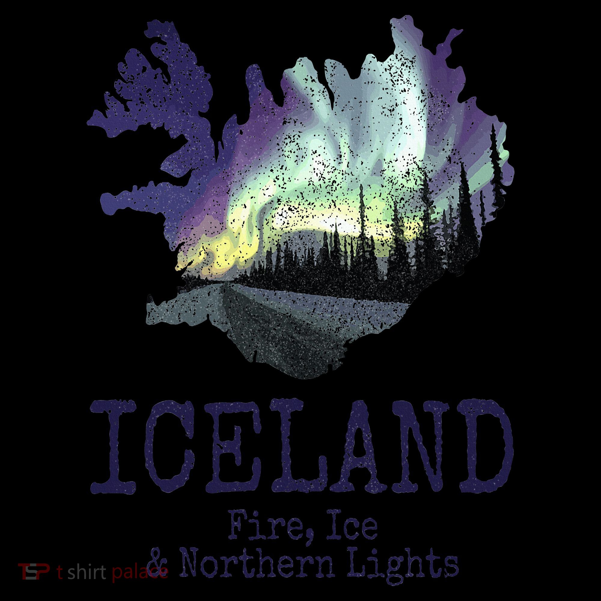 Iceland Map Fire Ice Northern Light Icelandic Souvenir Coaster