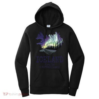 Iceland Map Fire Ice Northern Light Icelandic Souvenir Women's Hoodie
