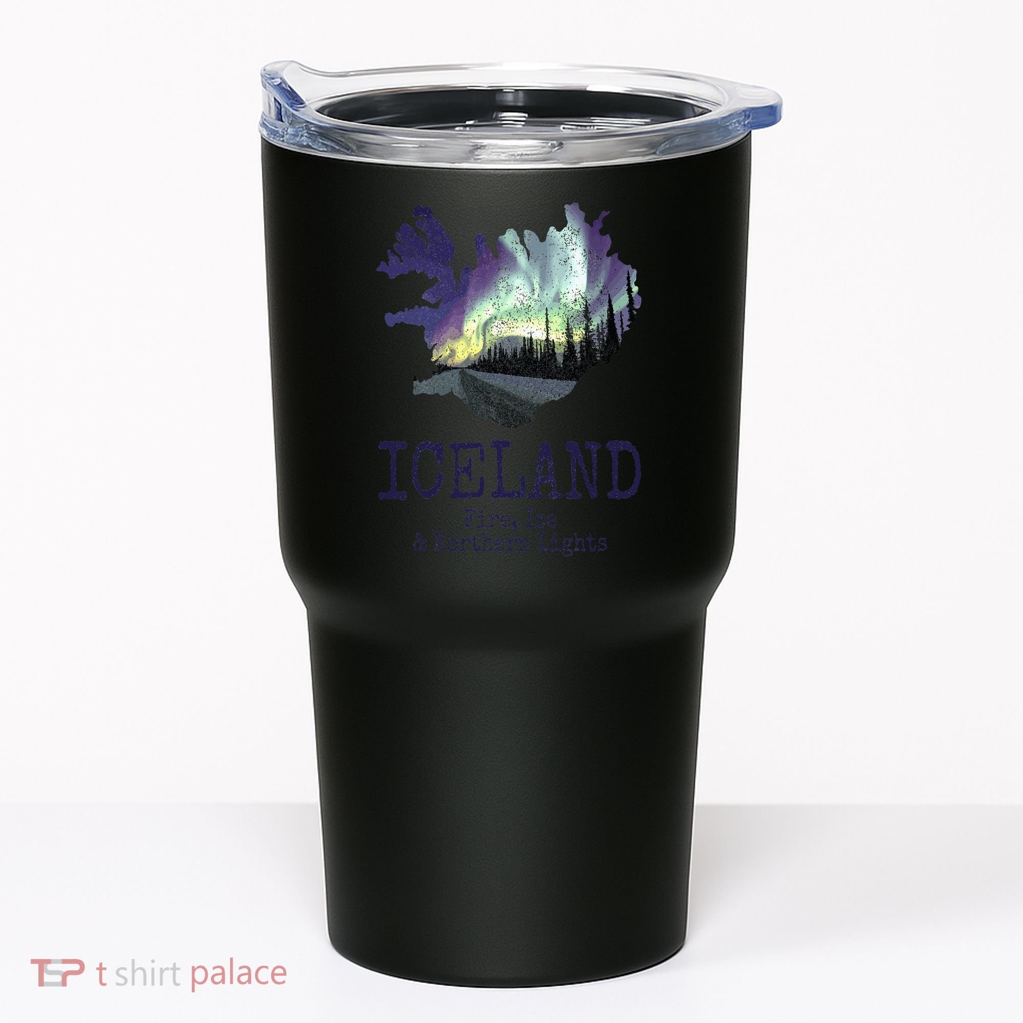 Iceland Map Fire Ice Northern Light Icelandic Souvenir Tumbler