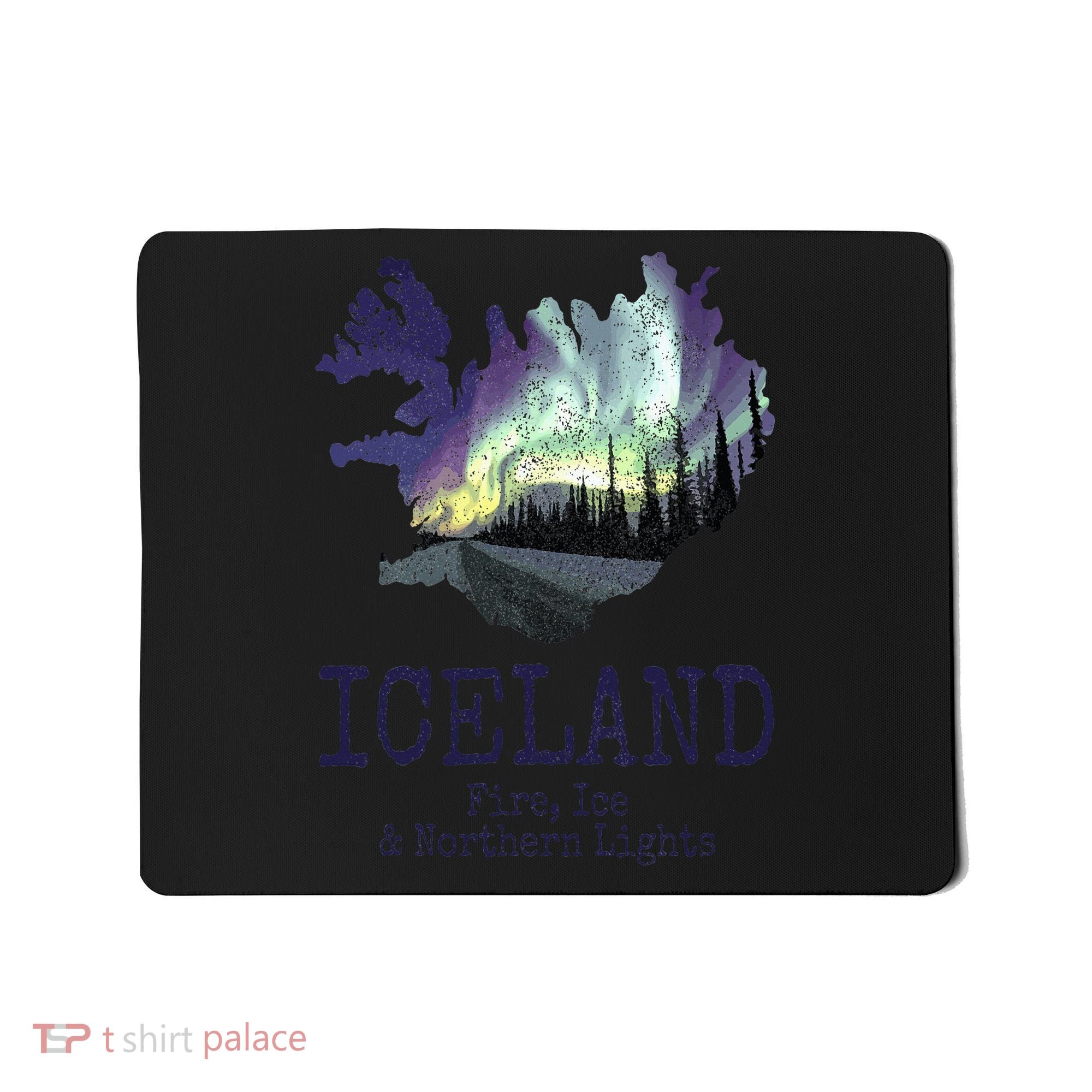 Iceland Map Fire Ice Northern Light Icelandic Souvenir Mousepad