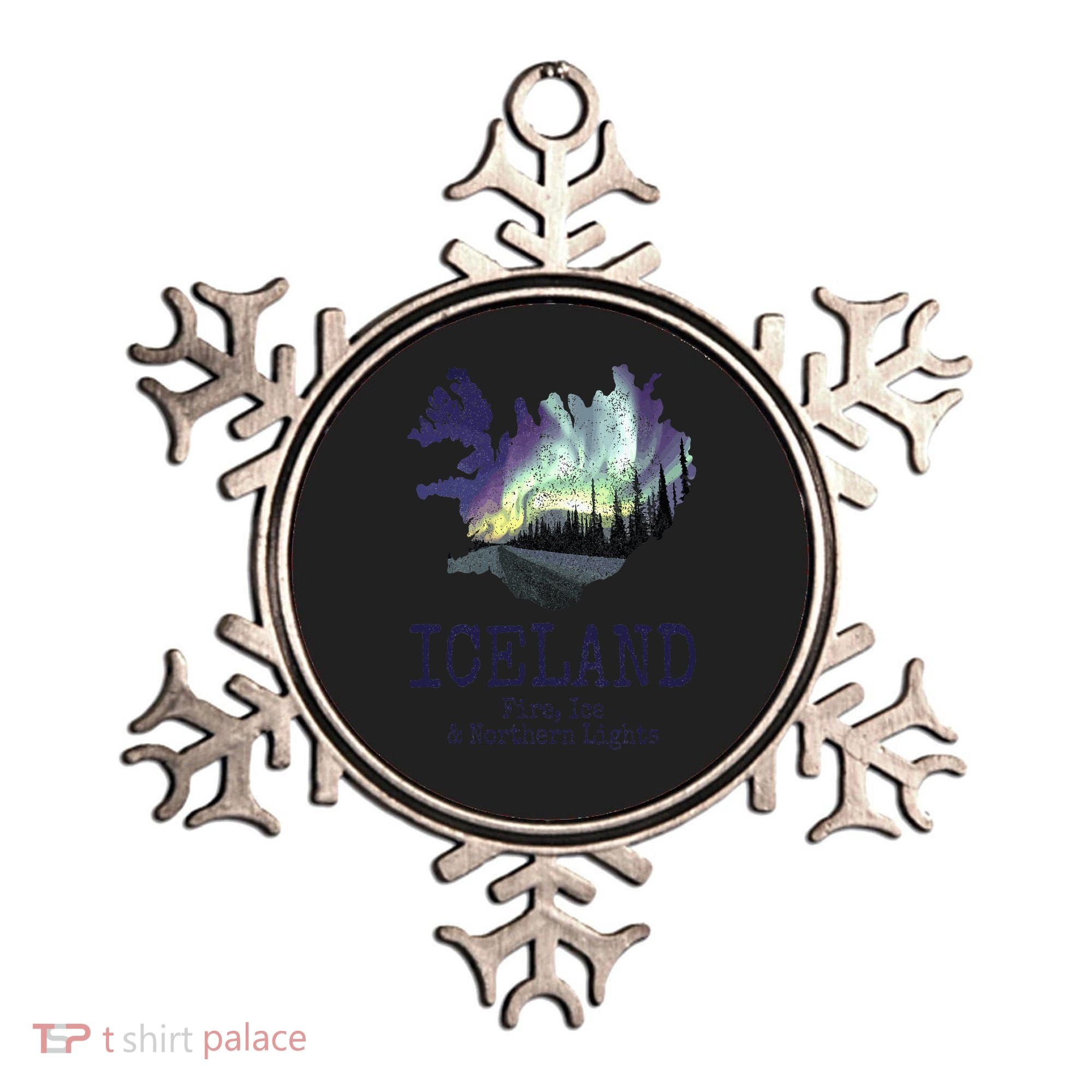 Iceland Map Fire Ice Northern Light Icelandic Souvenir Ornament