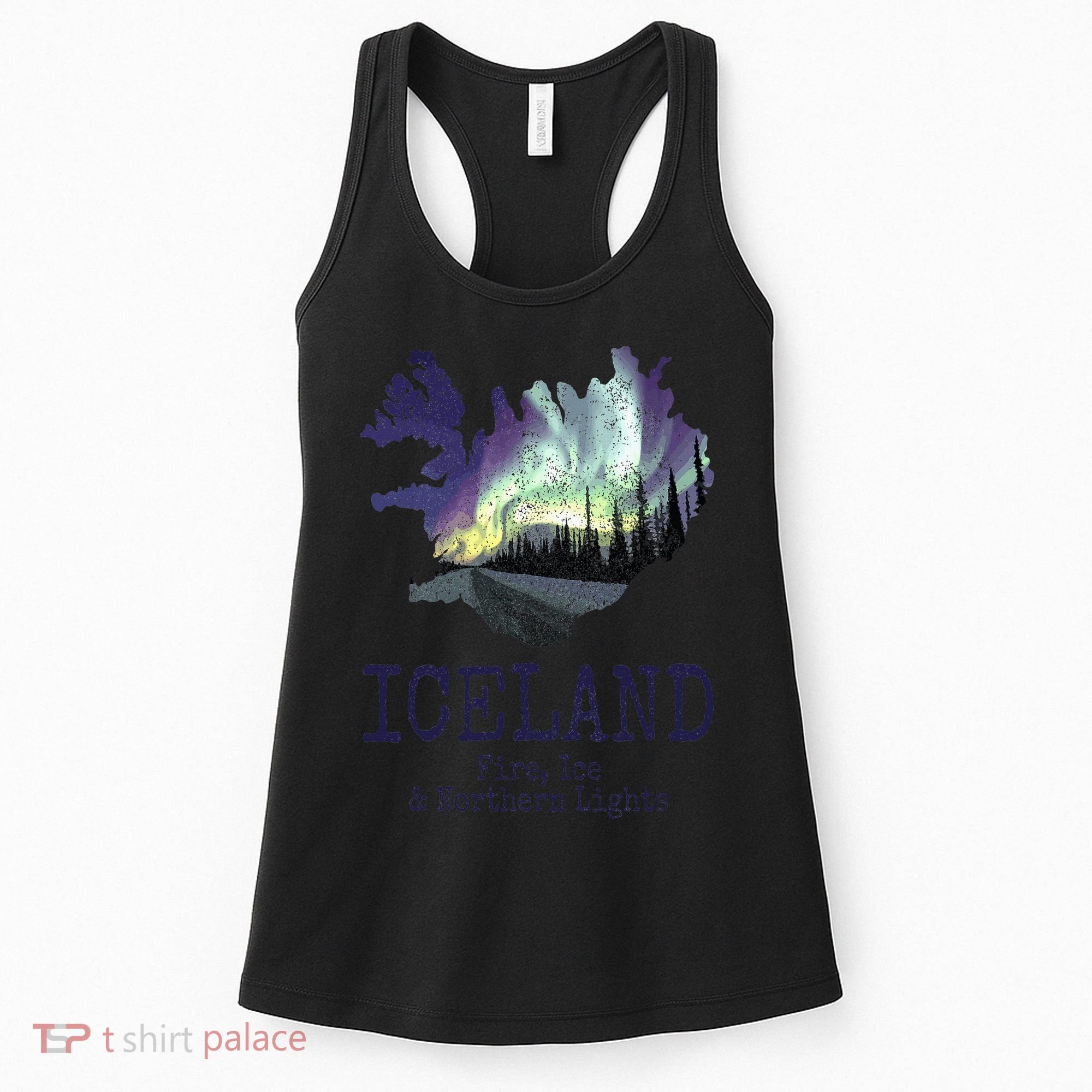Iceland Map Fire Ice Northern Light Icelandic Souvenir Women's Tank Top