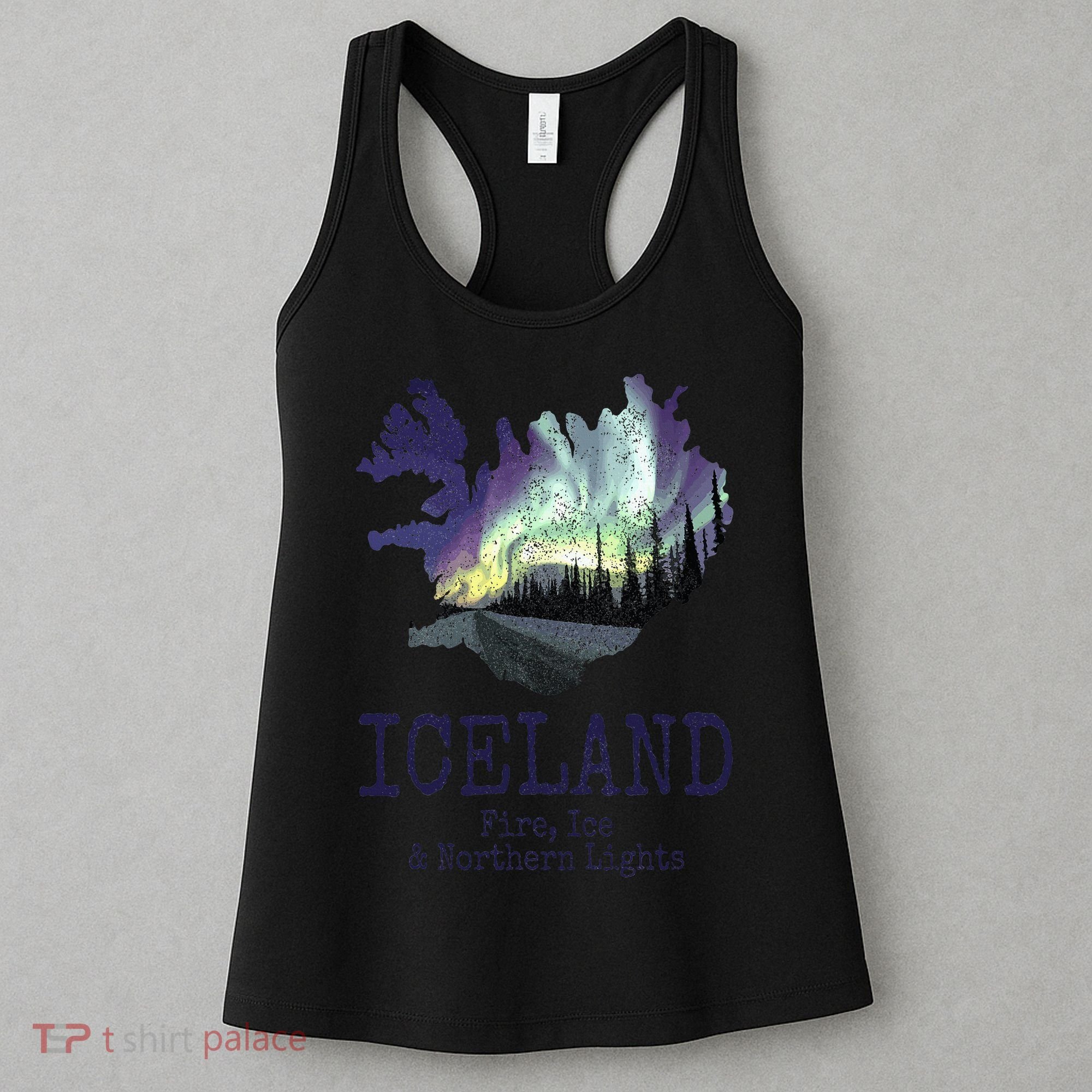 Iceland Map Fire Ice Northern Light Icelandic Souvenir Women's Tank Top