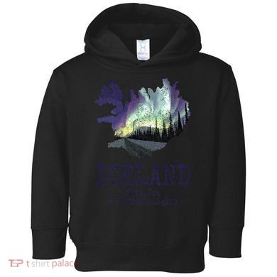 Iceland Map Fire Ice Northern Light Icelandic Souvenir Toddler Hoodie
