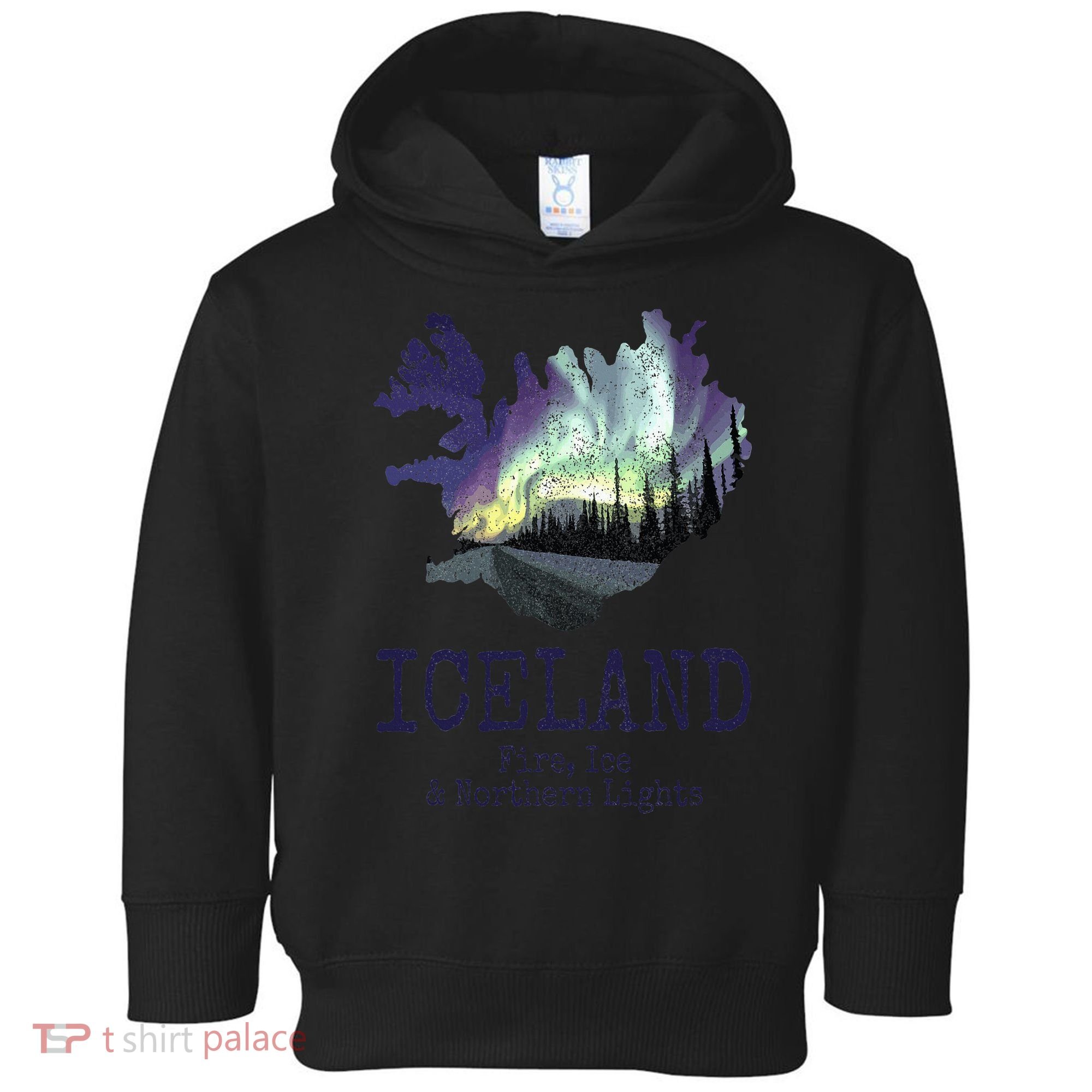 Iceland Map Fire Ice Northern Light Icelandic Souvenir Toddler Hoodie