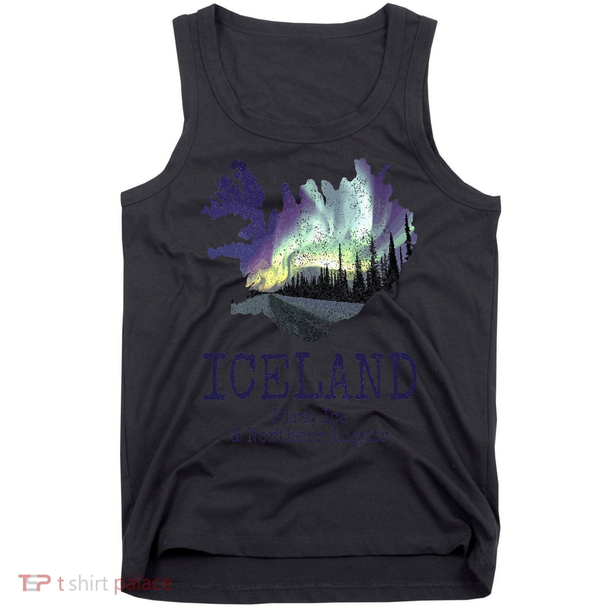Iceland Map Fire Ice Northern Light Icelandic Souvenir Tank Top
