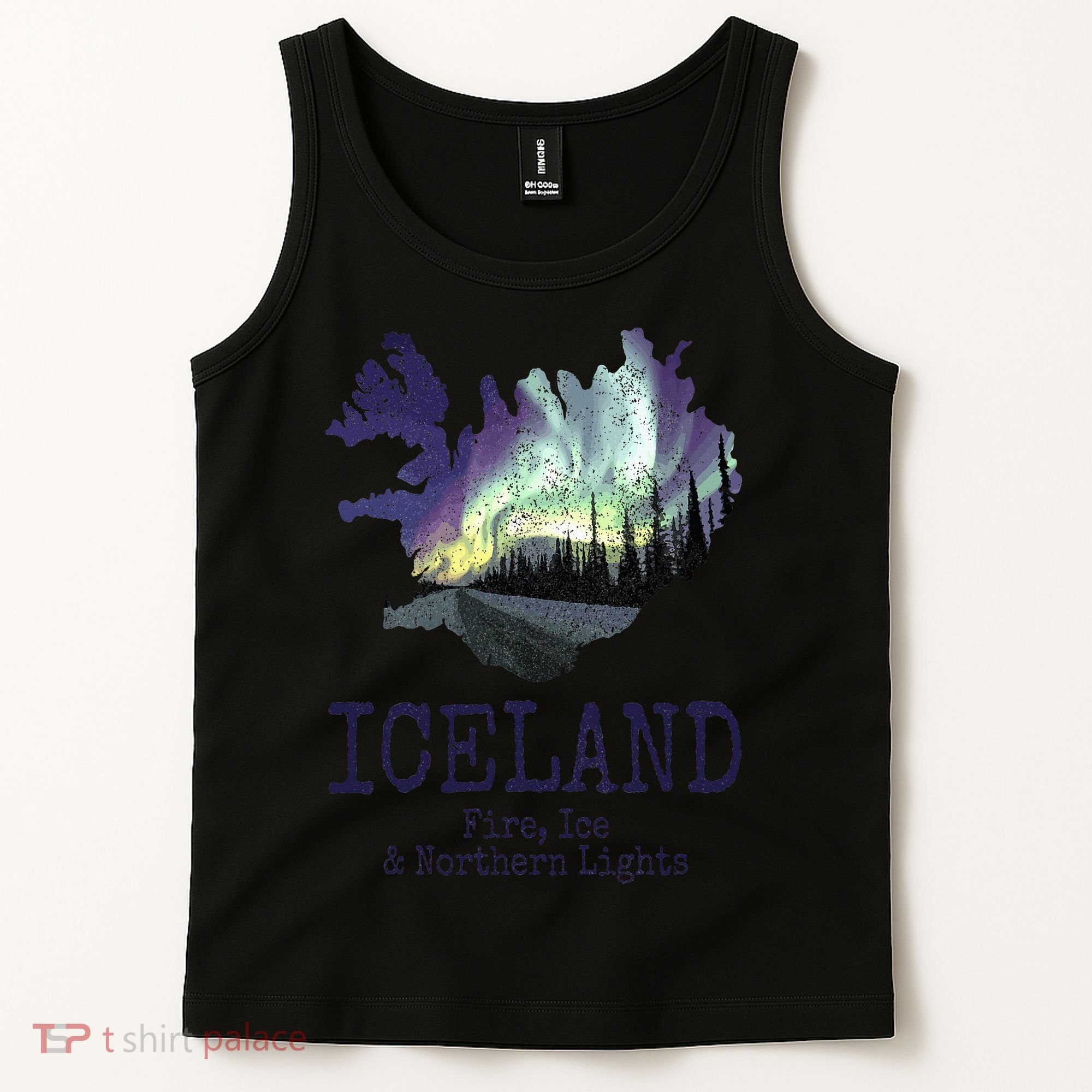 Iceland Map Fire Ice Northern Light Icelandic Souvenir Tank Top