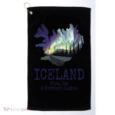 Iceland Map Fire Ice Northern Light Icelandic Souvenir Golf Towel