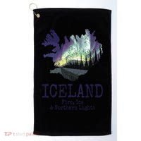 Iceland Map Fire Ice Northern Light Icelandic Souvenir Golf Towel thumb 0