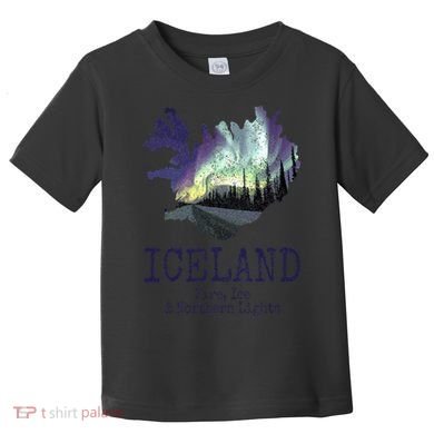 Iceland Map Fire Ice Northern Light Icelandic Souvenir Toddler T-Shirt