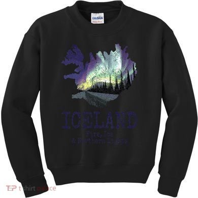 Iceland Map Fire Ice Northern Light Icelandic Souvenir Kids Sweatshirt