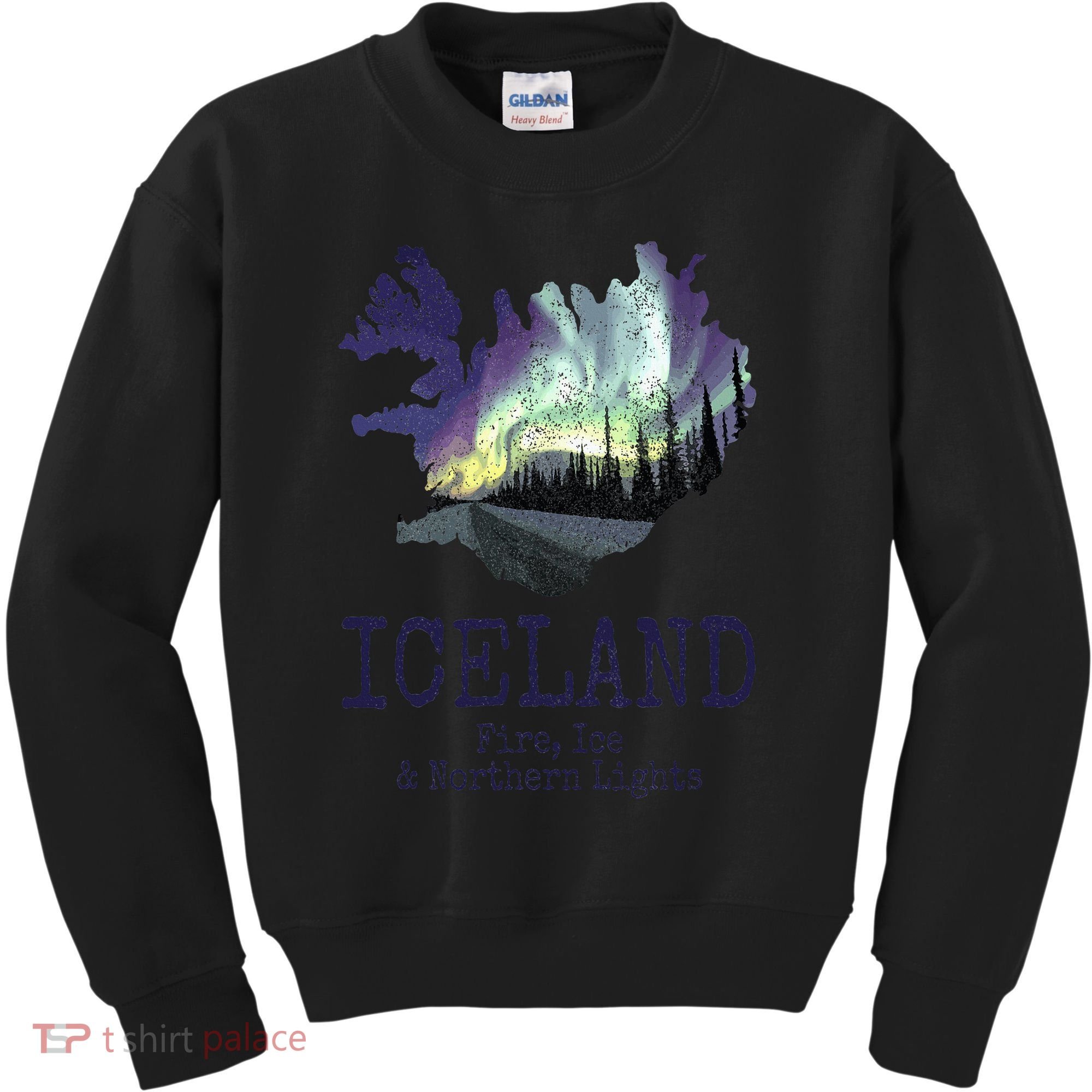 Iceland Map Fire Ice Northern Light Icelandic Souvenir Kids Sweatshirt