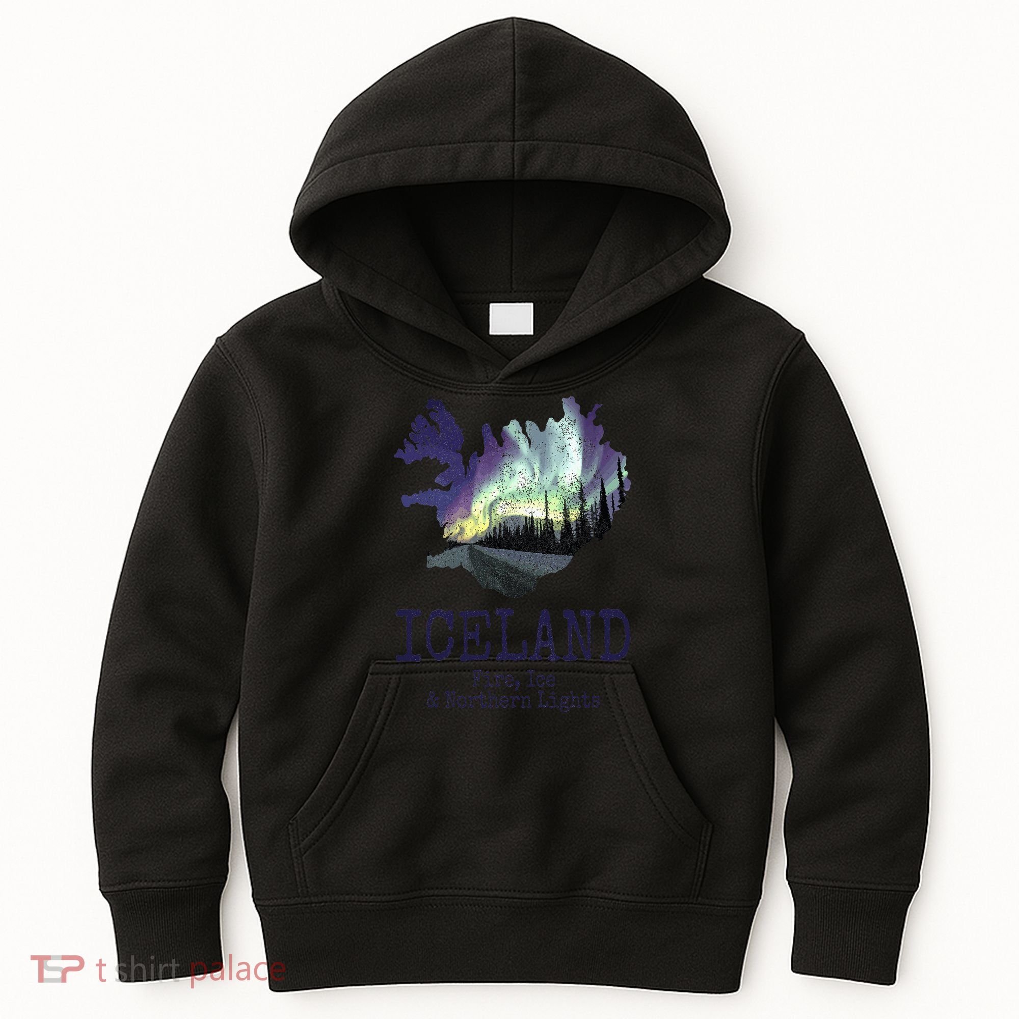 Iceland Map Fire Ice Northern Light Icelandic Souvenir Kids Hoodie