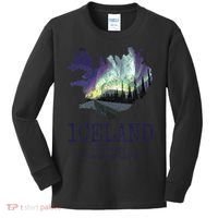 Iceland Map Fire Ice Northern Light Icelandic Souvenir Kids Long Sleeve Shirt thumb 0