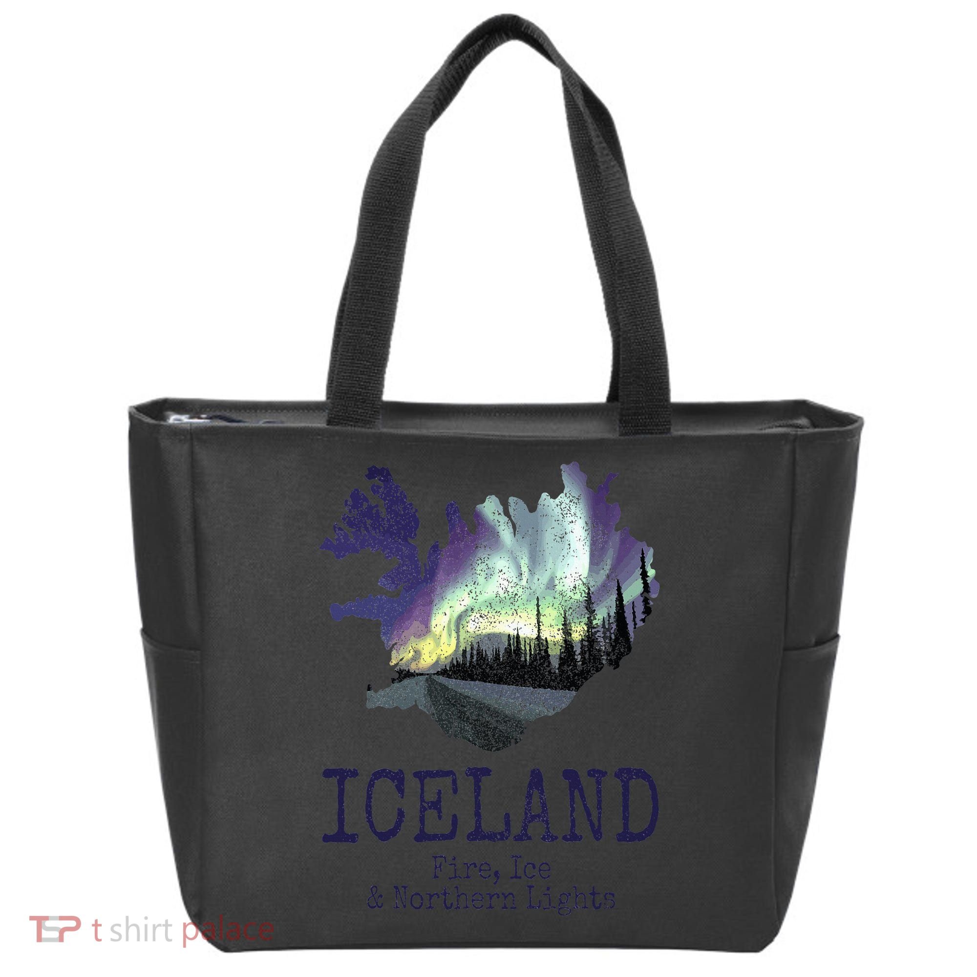 Iceland Map Fire Ice Northern Light Icelandic Souvenir Tote Bag
