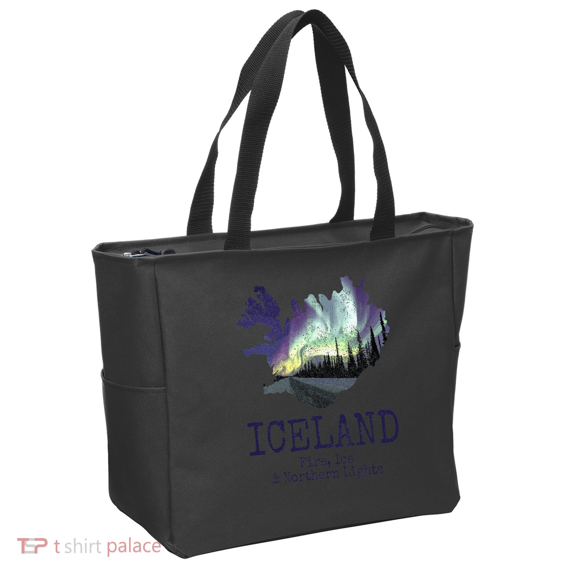 Iceland Map Fire Ice Northern Light Icelandic Souvenir Tote Bag