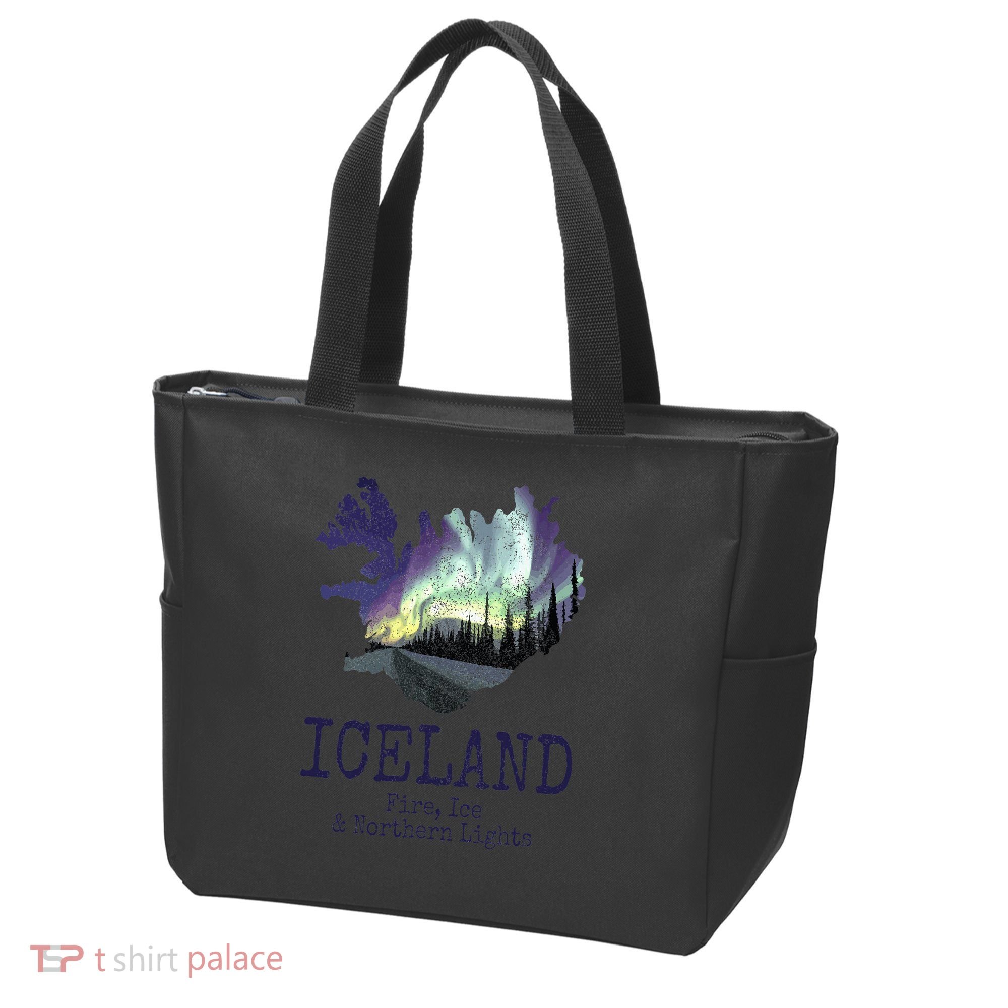Iceland Map Fire Ice Northern Light Icelandic Souvenir Tote Bag